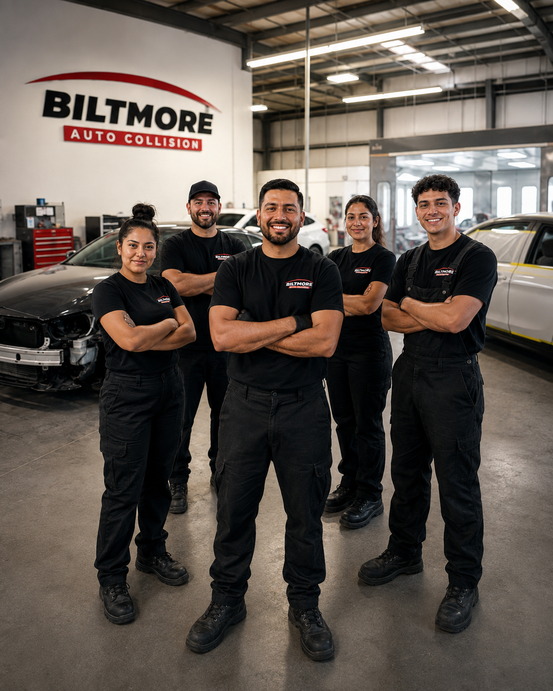 Equipo de Biltmore Auto Collision en el taller de Phoenix